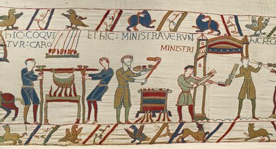 Los cocineros normandos preparan un banquete para Guillermo, Tapiz de Bayeux de Unbekannt Unbekannt